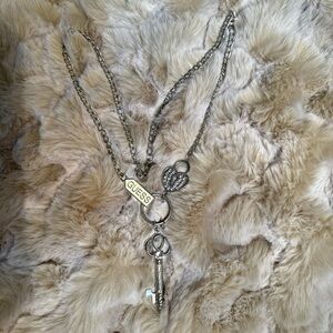 Guess Silver Key Charm Necklace